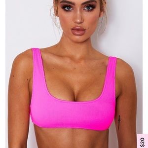 Neon pink rib top